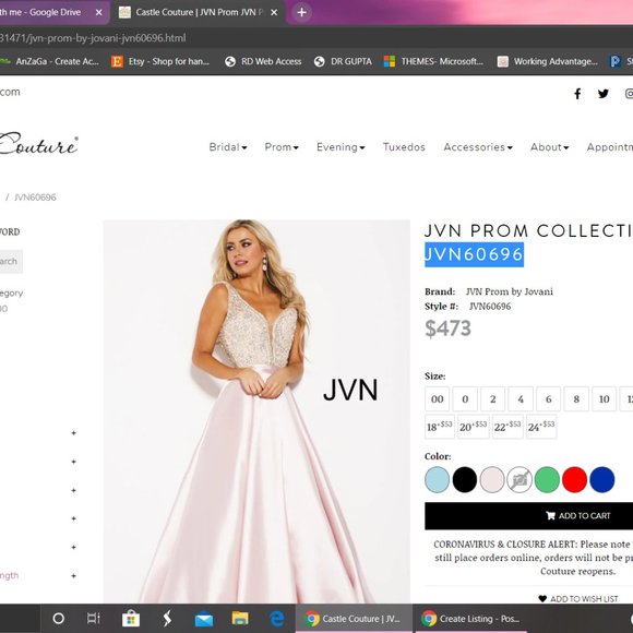 JOVANI  Blush Embellished Bodice A-Line Prom Gown - Picture 1 of 11